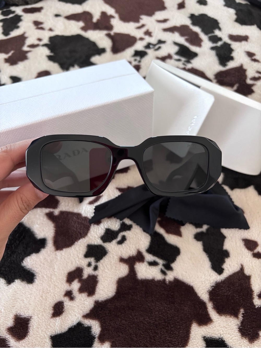 Prada Black Oversized Rectangular Women's Sunglasses